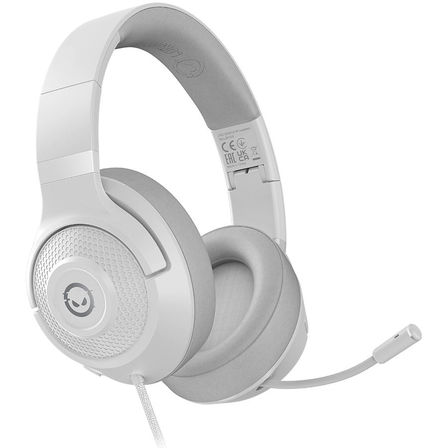 LORGAR Noah 101, Gaming headset with microphone, 3.5mm jack connection, cable length 2m, foldable design, PU leather ear pads, size: 185*195*80mm, 0.245kg, white