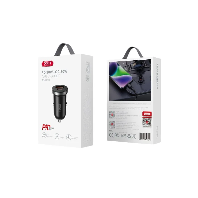 Auto punjac XO CC56 30W USB+Type C + kabal type-C Crni - slika 5
