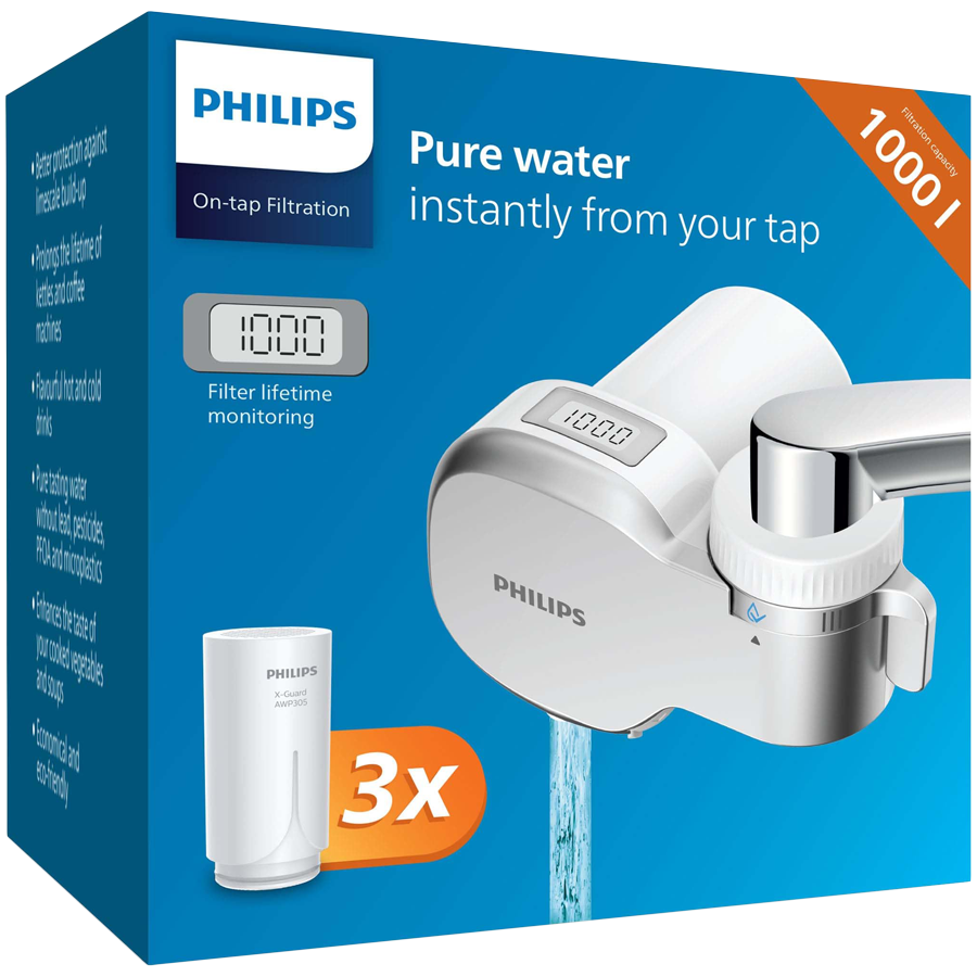 PHILIPS AWP3705P3/10 Filter za slavinu, digitalni timer, 99% mikrofiltracija, filter X-Guard, 3 filtera u pakovanju,