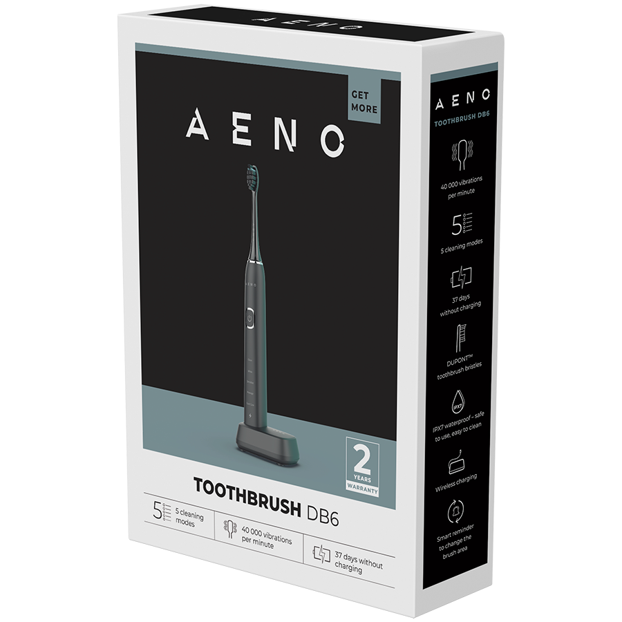 AENO Sonic Electric Toothbrush DB6: Black, 5 modes, wireless charging, 46000rpm, 40 days without charging, IPX7 - slika 7