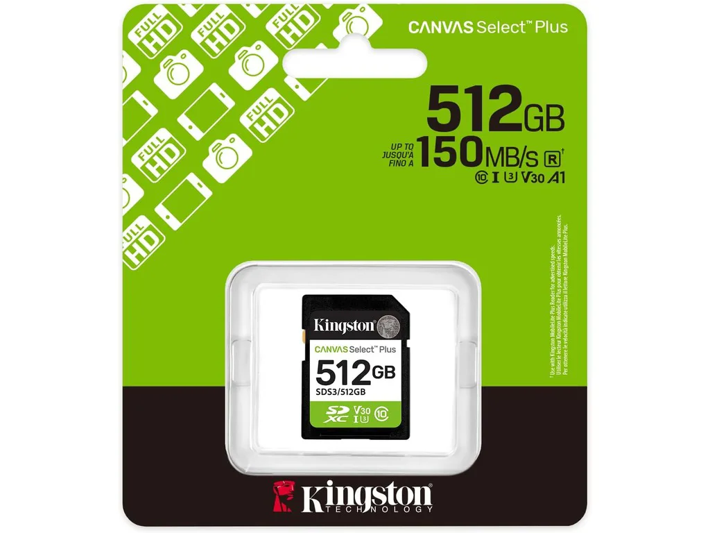 Kingston SDHC 512GB Class 10Canvas Select Plus150 MBs,Class 10 UHS-I