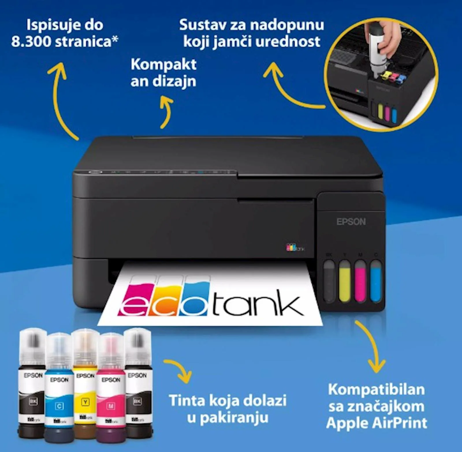 Printer Epson INK EcoTank L3351 wifi NOVI MODEL - slika 4