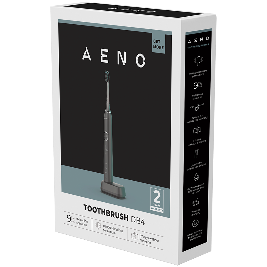 AENO Sonic Electric Toothbrush, DB4: Black, 9 scenarios, with 3D touch, wireless charging, 46000rpm, 40 days without charging, IPX7 - slika 7