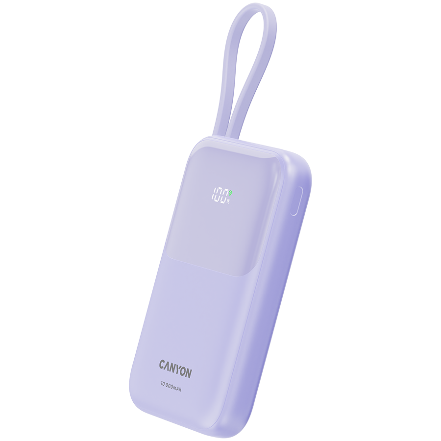 CANYON power bank OnPower 101 built-in cable 10000 mAh PD22.5W Ljubičasti - slika 2
