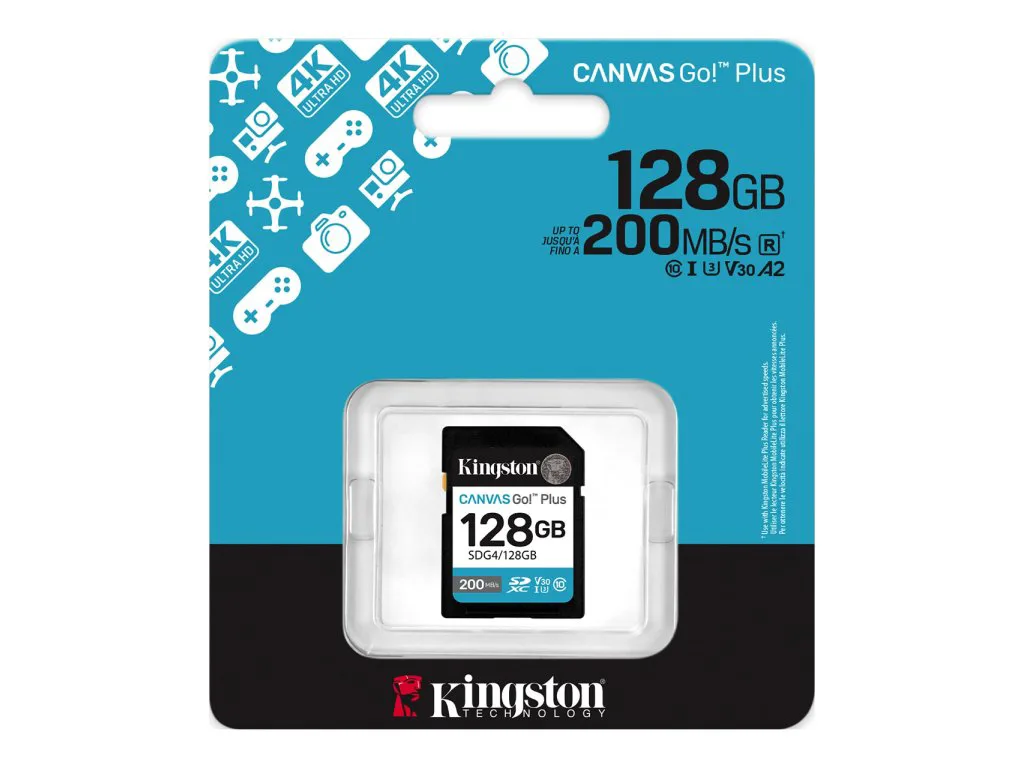 Kingston SD 128GB CanvasGoPlusSDXC,r/w:200/160MB/sDSLRs, mirrorless cameras, 4K video - slika 2