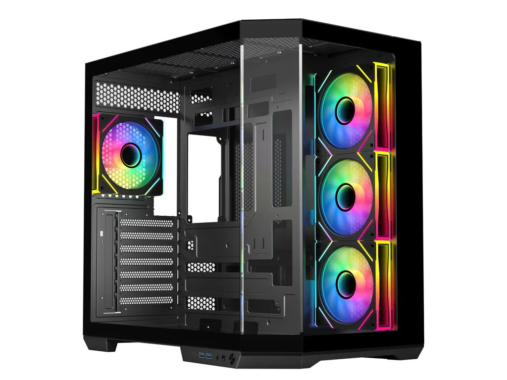 RYZE Mythic MT500 4F Black 1x ARGB fan, 3x ARGB Reverse ATX, Dual chamber case