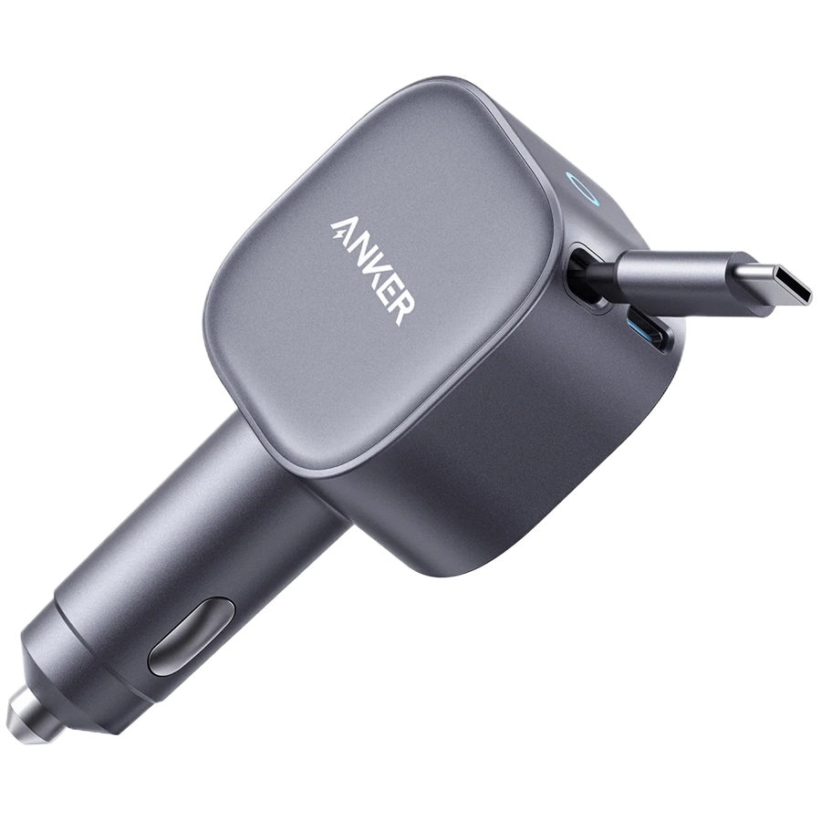 Anker Nano Car Charger (75W, USB-C Port, Built-In Retractable USB-C Cable)
