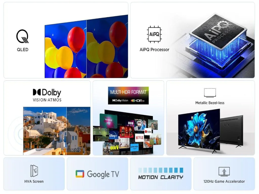 TCL 65"P7K 4K QLED TV 60HzGoogle TV; HDR multi-format;HVA Panel; Game Master; Dolby Atmos; - slika 6