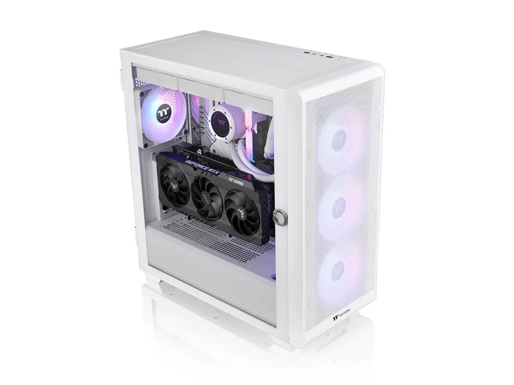 Thermaltake S250 TG ARGB SnowMid tower case, white,4x CT120 ARGB white fans - slika 4