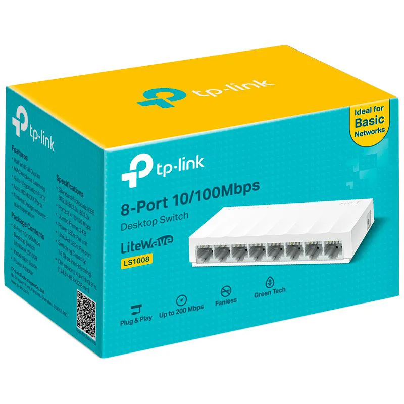 TP-Link LiteWave 8-Port 10/100Mbps Desktop Switch, 8 10/100Mbps RJ45 Ports, Desktop Plastic Case, Green Ethernet technology - slika 2