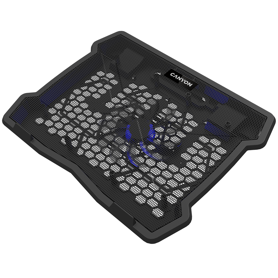 CANYON NS02, Cooling stand single fan with 2x2.0 USB hub, support up to 10”-15.6” laptop, ABS plastic and iron, Fans dimension:125*125*15mm(1pc), DC 5V, fan speed: 800-1000RPM, size:340*265*30mm, 406g - slika 3