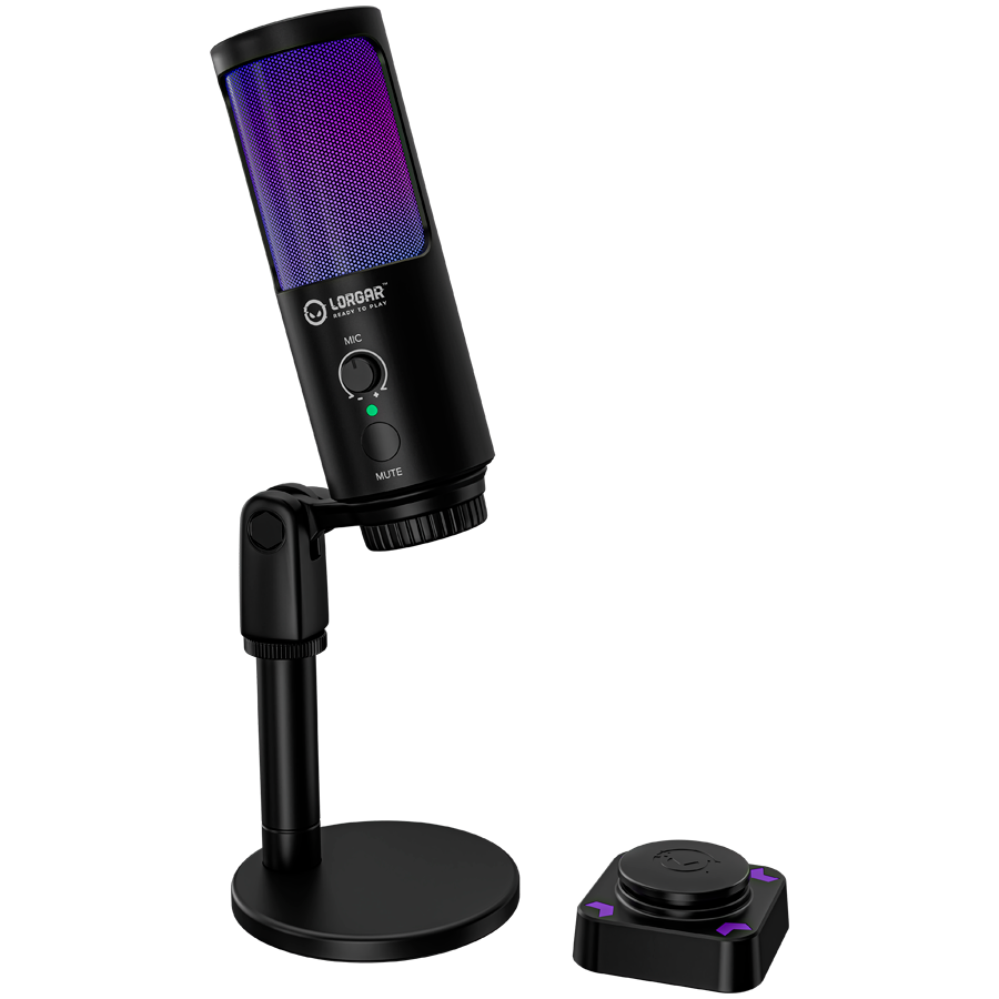 LORGAR SMP40, RGB Microphone with external mute button and metal stand, Black - slika 2