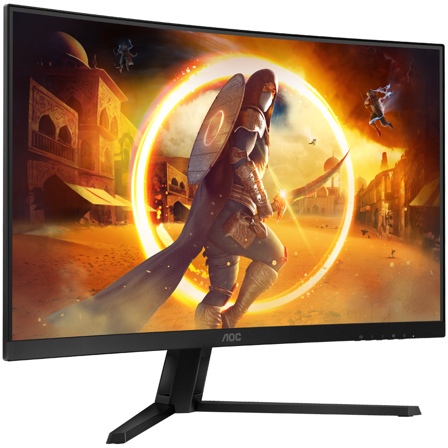 AOC Monitor Gaming CQ32G4VE Curved  31.5” FAST VA, 16:9, 2560x1440, 180Hz, 0.5ms, 300 cd/m2, 3500:1, Audio, HDMI, DP, 3-sided frameless, Adaptive Sync, Tilt, Black-Red, VESA 3y - slika 2