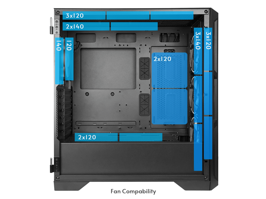 Chieftec Apex Air Case3x140mm PWM fans, E-ATXmesh front, tempered glass side - slika 6