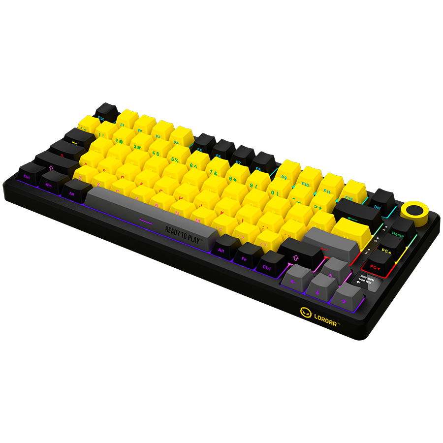 LORGAR KBP7075W, Wireless 75% Mechanical Gaming Keyboard Pro, Black/yellow, EN layout - slika 7