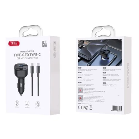 XO BCC18 FM Transmitter Bluetooth + Car charger + Type-C cable - slika 3