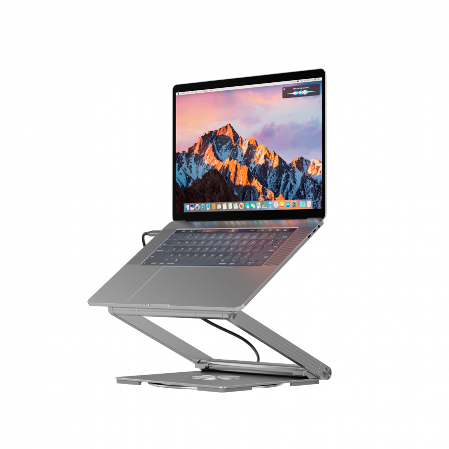 Canyon Laptop stands with hub, TYPE C F to HDMI2.0+2USB3.0+USBC3.0+RJ45+PD, TYEP C TO C cable 1m white with Emarker: HUSB332A, Material: Aluminum case+ABS+PS, Size: 245x240x27.2+/-0.3mm, Weight:1304g - slika 4