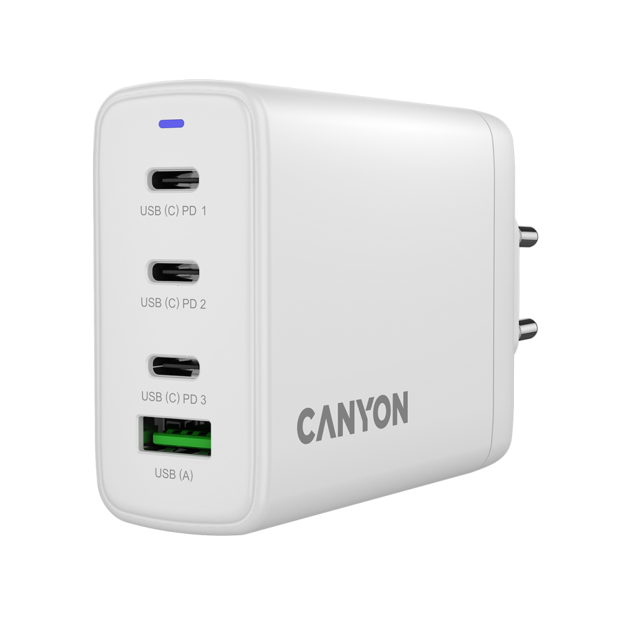 CANYON charger OnCharge 120 GAN Total 120W MAX 3 USB-C +1 USB-A White EU plug - slika 5