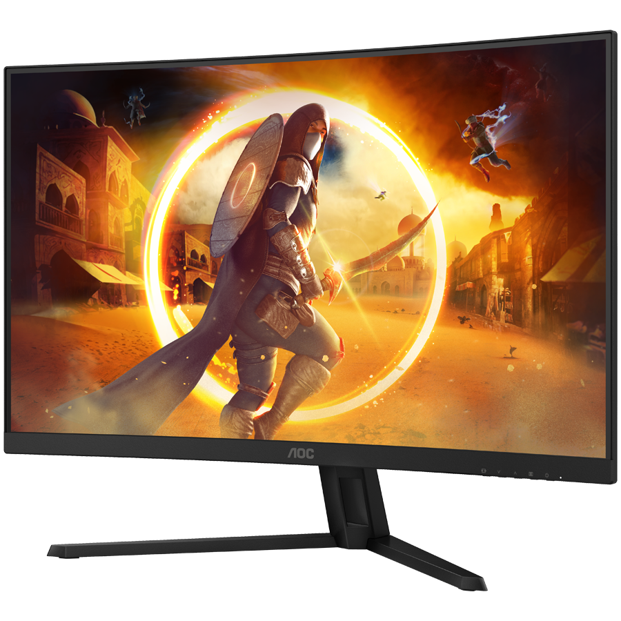 AOC Monitor Gaming CQ32G4VE Curved  31.5” FAST VA, 16:9, 2560x1440, 180Hz, 0.5ms, 300 cd/m2, 3500:1, Audio, HDMI, DP, 3-sided frameless, Adaptive Sync, Tilt, Black-Red, VESA 3y - slika 3