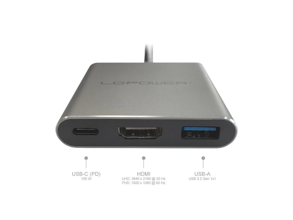 LC-Power USB-C HubUSB-A,  USB-C (PD 100W),1x HDMI do 4k UHD - slika 2