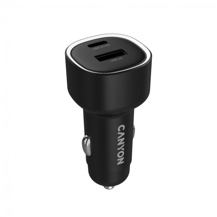 CANYON car charger OnDrive 48 PD 48W USB-A+USB-C Black - slika 3