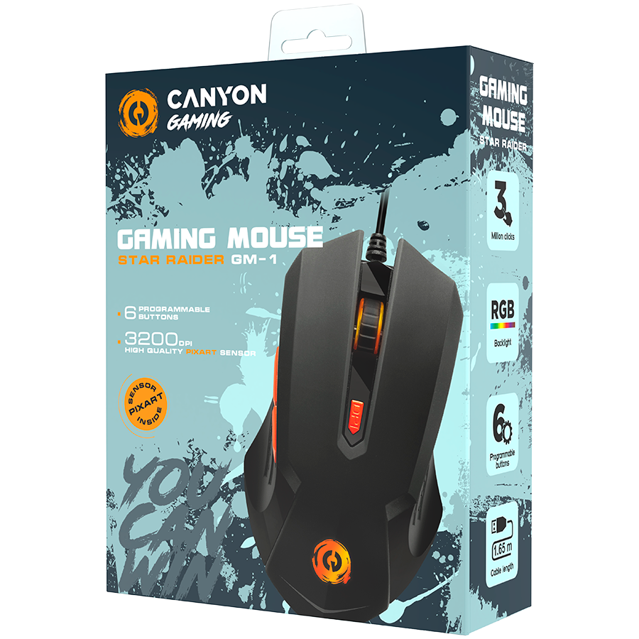 CANYON mouse Star Raider GM-1 RGB 6buttons Wired Black - slika 3