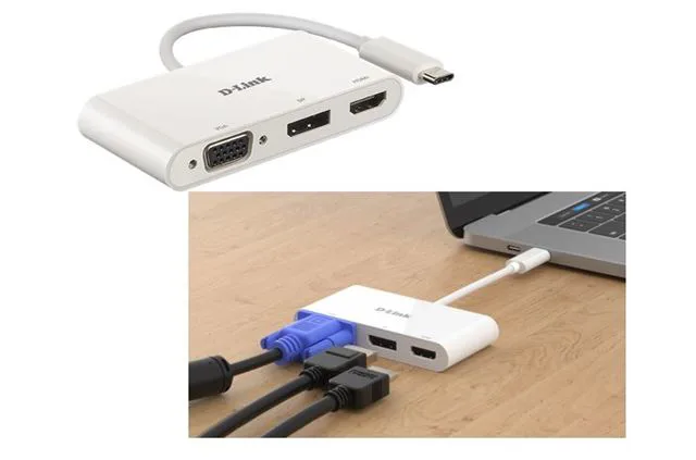 HUB Dlink 3-in-1 USB-C to HDMI/VGA/DP Adapter - slika 4