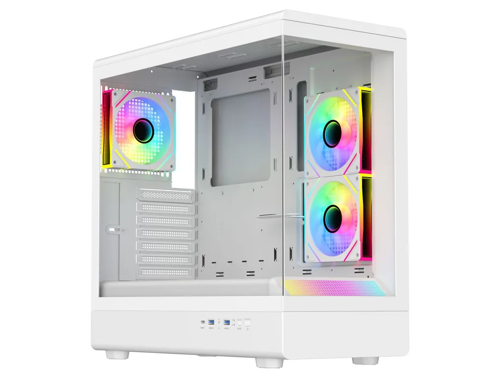 RYZE HEROIC HC500 3F White 1xARGB fan + 2x ARGB Reverse ATX, tempered glass