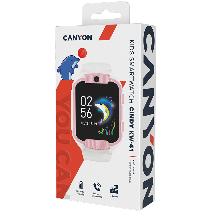CANYON kids watch Cindy KW-41 4G Camera Music White Pink - slika 8