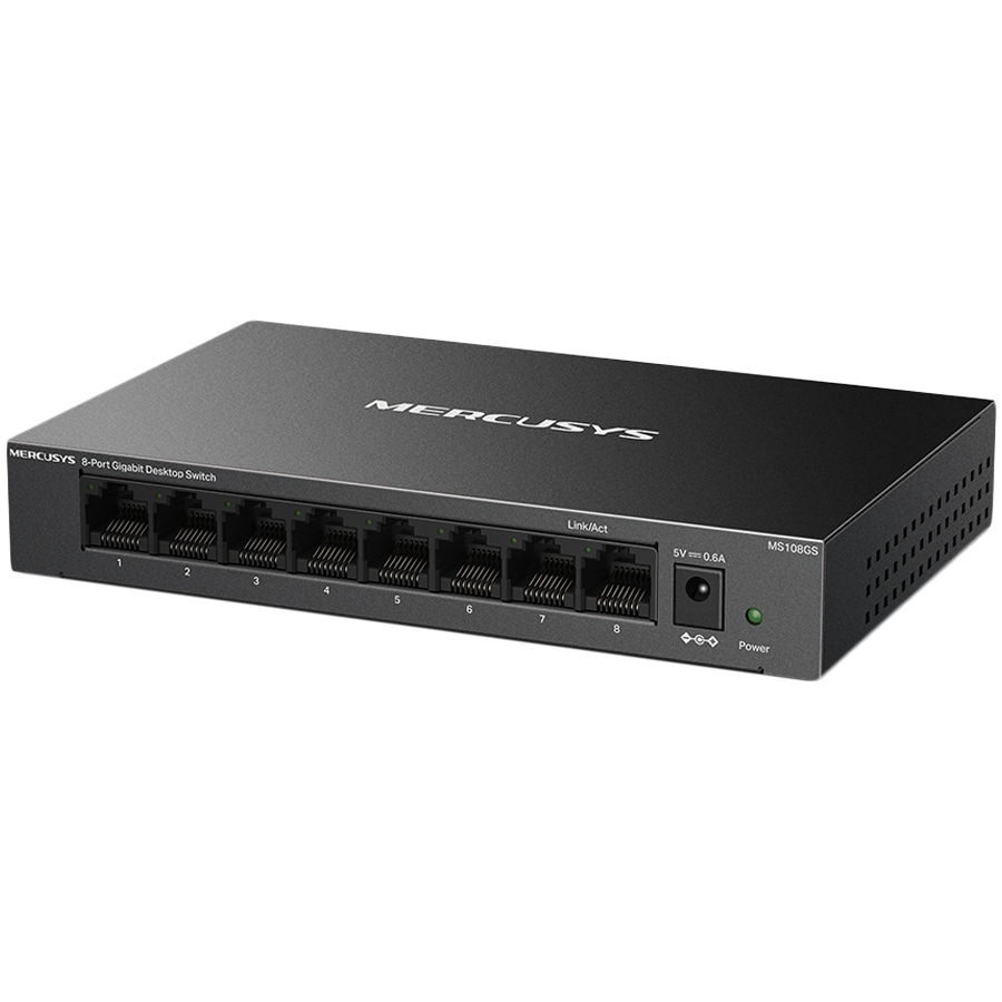 Mercusys MS108GS 8-Port Gigabit Desktop Switch, 8× Gigabit Ports, Desktop Steel Case, Wall Mounting, Plug and Play, Power Saving, Compact design, Green Ethernet technology, Silent - slika 2