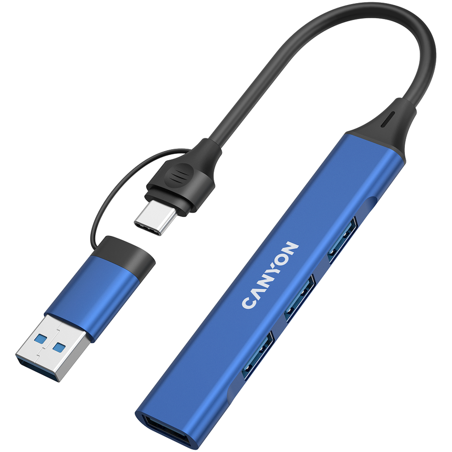 CANYON hub DS-02 4in1 USB-A/C Blue - slika 2