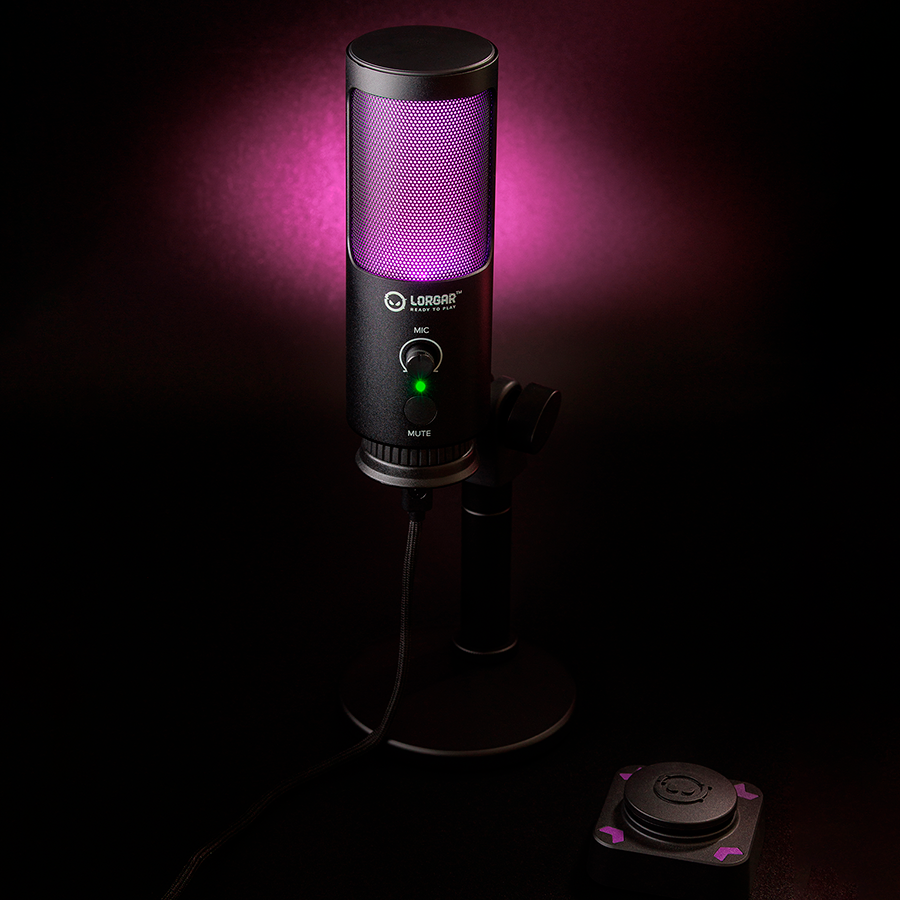 LORGAR SMP40, RGB Microphone with external mute button and metal stand, Black - slika 7