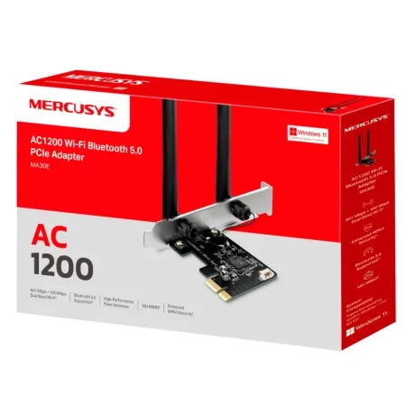 Mercusys MA30E AC1200 Dual-Band Wi-Fi Bluetooth  PCI Express Adapter, 867 Mbps at 5 GHz + 300 Mbps at 2.4 GHz, 2 x High Gain Dual-Band External Antennas, MU-MIMO, WPA3, Bluetooth 5.0 - slika 4